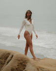 Malibu Surf Suit - Textured Floral / Cloud White