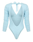 Malibu Surf Suit - Textured Floral / Sky Blue