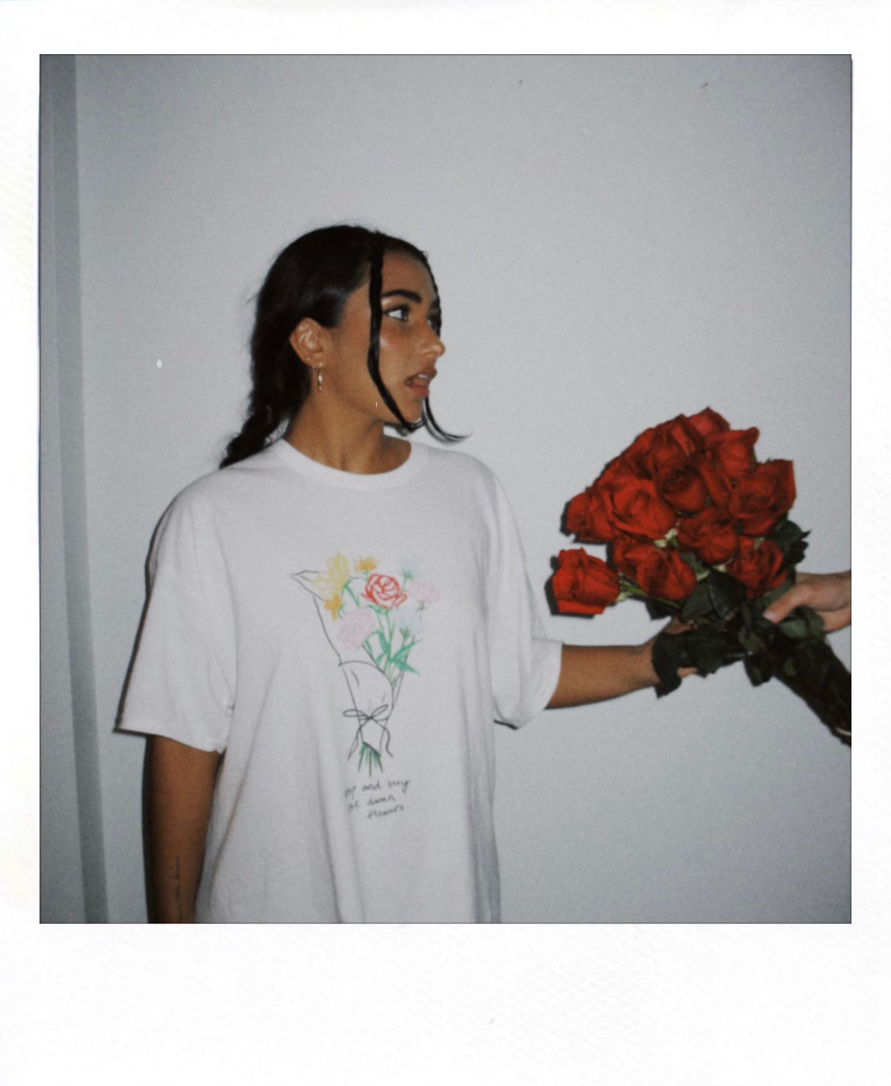 Outerwear: &quot;Buy the Damn Flowers&quot; oversized t-shirt