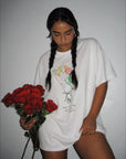 Outerwear: "Buy the Damn Flowers" oversized t-shirt