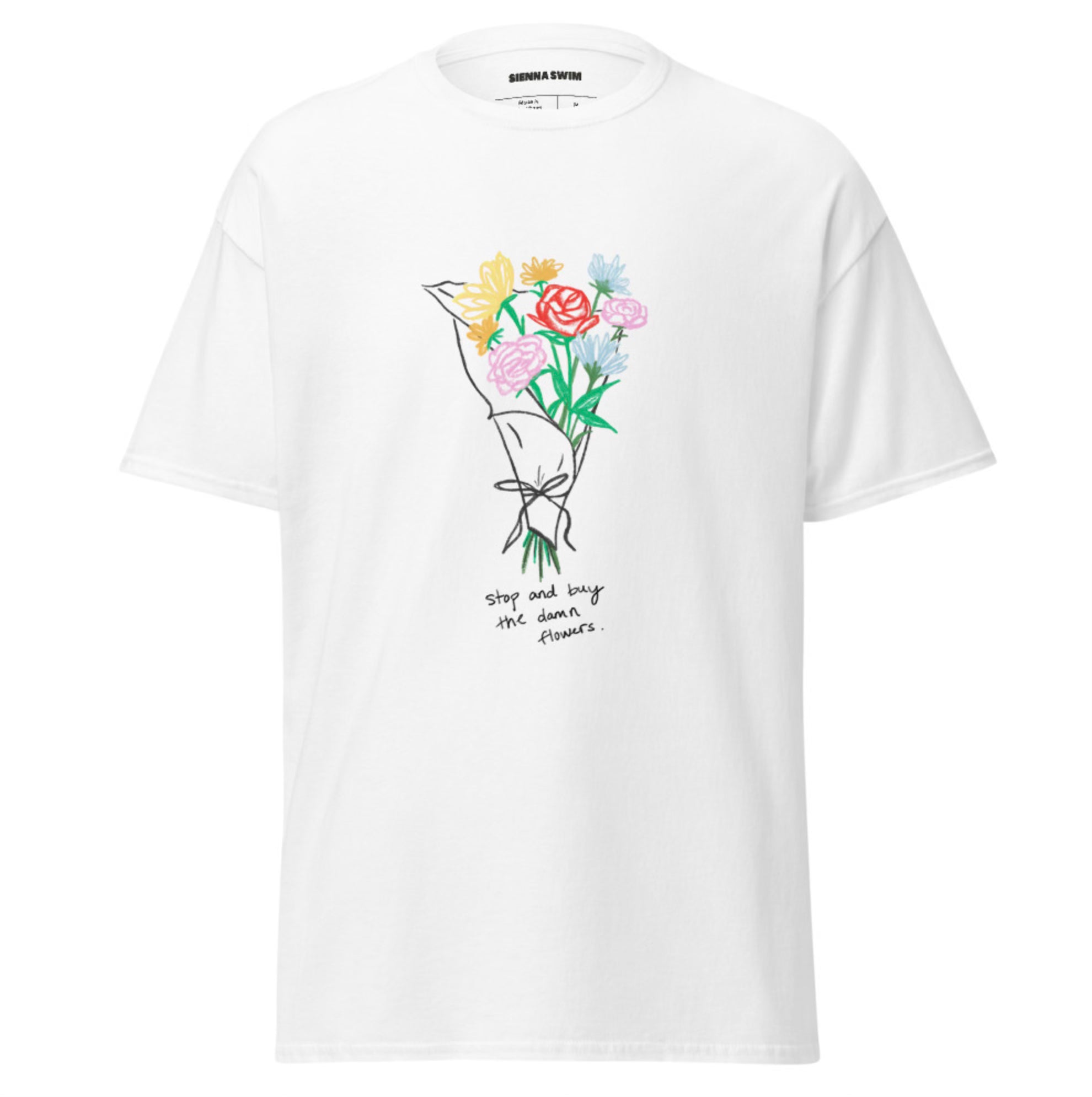 Outerwear: &quot;Buy the Damn Flowers&quot; oversized t-shirt